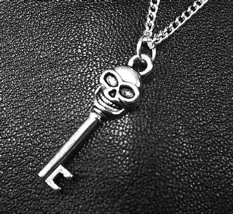 Skull Skeleton Key Necklace by RudeBitsJewelry on Etsy, $19.50 | Skeleton key necklace, Key ...