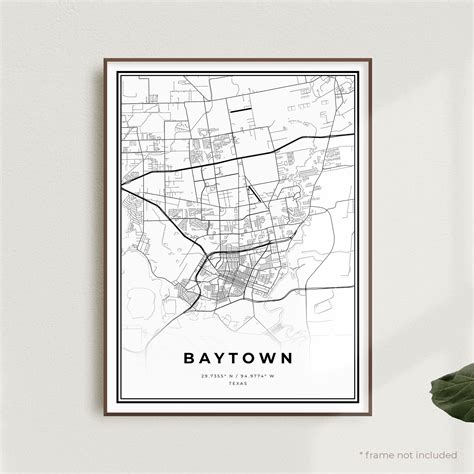 Baytown Map Print Baytown Street Map Poster Texas Modern - Etsy