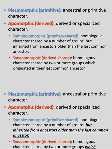 Synapomorphy Vs Symplesiomorphy | PDF | Biological Classification | Phylogenetics