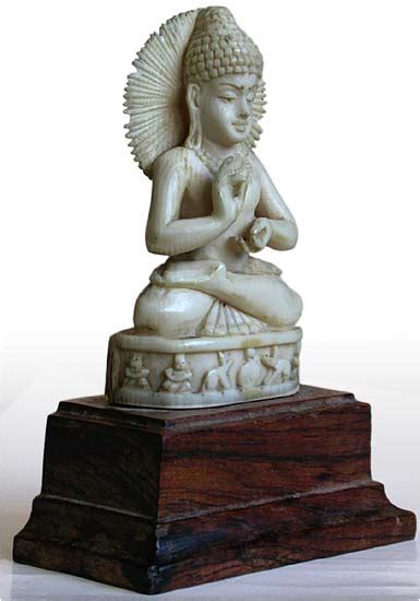 Eastern India Carved Antique Ivory Meditating Siddhartha Buddha Statue