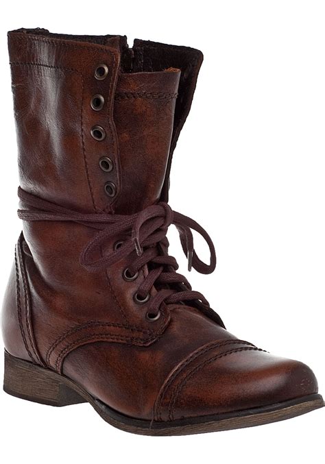 Lyst - Steve Madden Troopa Lace-up Boot Brown Leather in Brown