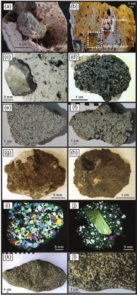 Representative images of inclusions and xenolith types. (a) Mafic bleb... | Download Scientific ...