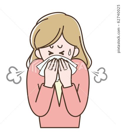 Woman covering her mouth with a handkerchief... - Stock Illustration ...