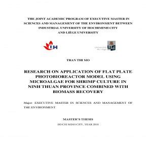 Research on applications of flat plate photobioreactor model using microalgae for shrimp culture in