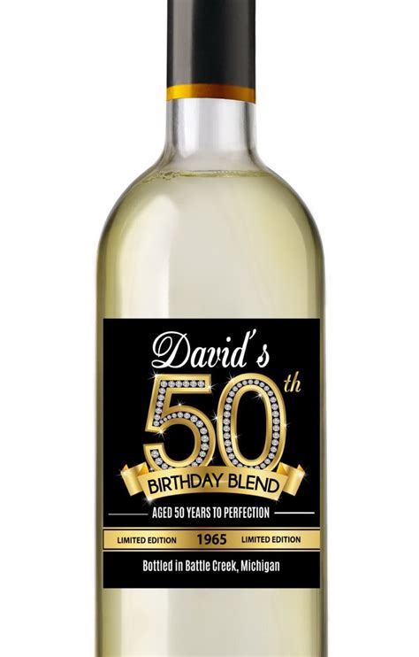 50th Birthday Wine Labels Personalized Birthday Wine Label