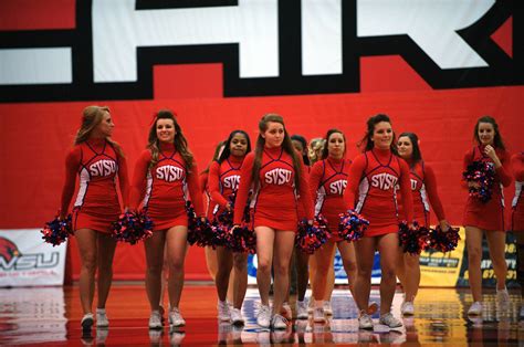 SVSU Cheerleaders walking onto the court - 2013 | Cheerleading, Cheer ...