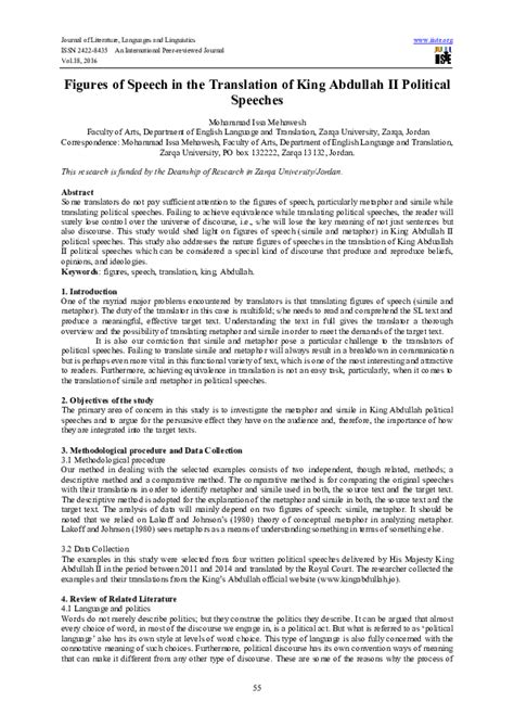 (PDF) Translating Figures of Speech in King Abdullah II's Speeches