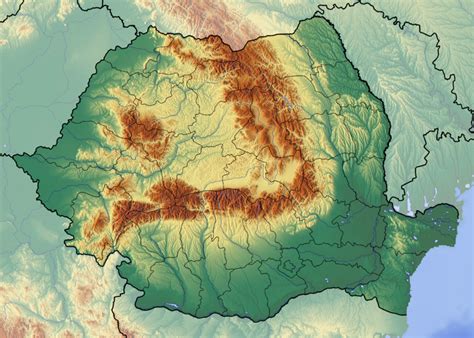 Deutsch: Positionskarte von Rumänien Quadratische Plattkarte, N-S-Streckung 140 %. Geographische ...