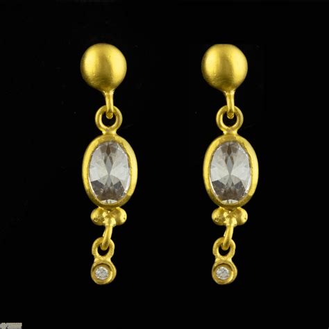 995 Pure 24K Gold Earrings with CZ for Women - 1-GER-V00623 in 5.150 Grams