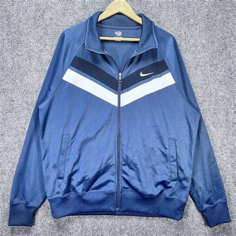 Nike Sweatshirt Mens Large Navy Swoosh Sweater Zip... - Depop