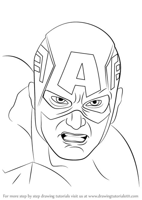 Learn How to Draw Captain America Face (Captain America) Step by Step ...