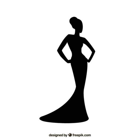 Woman Silhouette in Elegant Dress