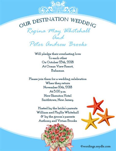 Destination Wedding Invitation Wording Samples – Wordings and Messages