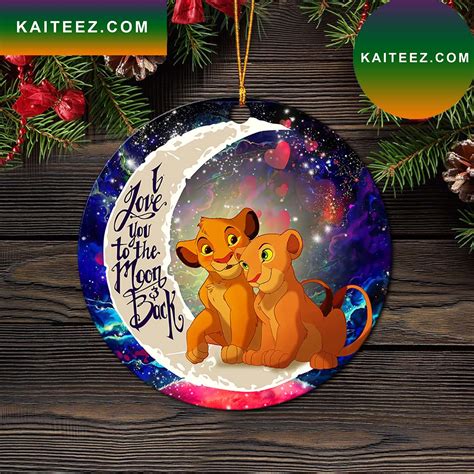 Lion King Simba Nala Love You To The Moon Galaxy Mica Circle Ornament Perfect Gift For Holiday ...