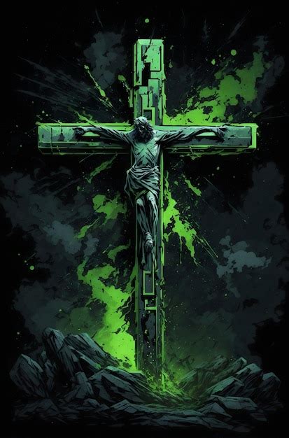 Premium AI Image | illustration of jesus cross in painting style