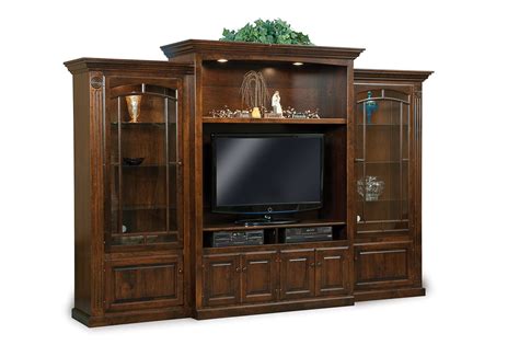 Entertainment Centers - Living Room Furniture - Amish Oak in Texas | Entertainment center wall ...