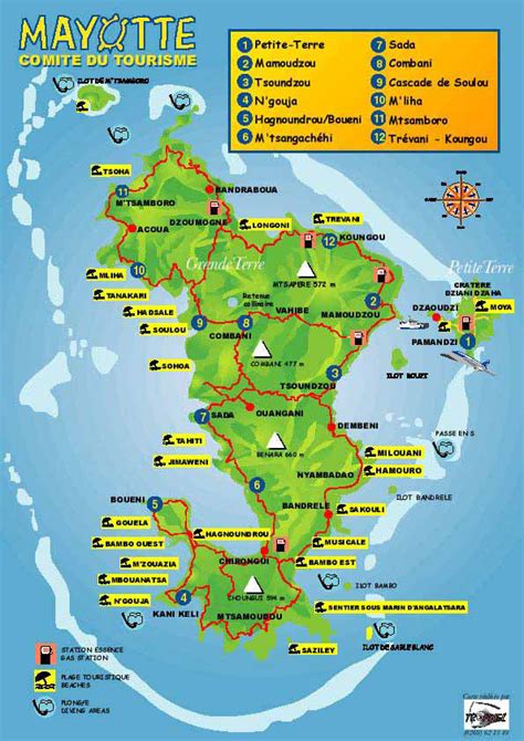 Detailed tourist map of Mayotte Island. Mayotte Island detailed tourist ...