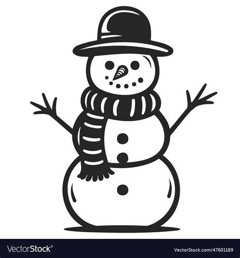 Snowman outline icon minimalism Royalty Free Vector Image