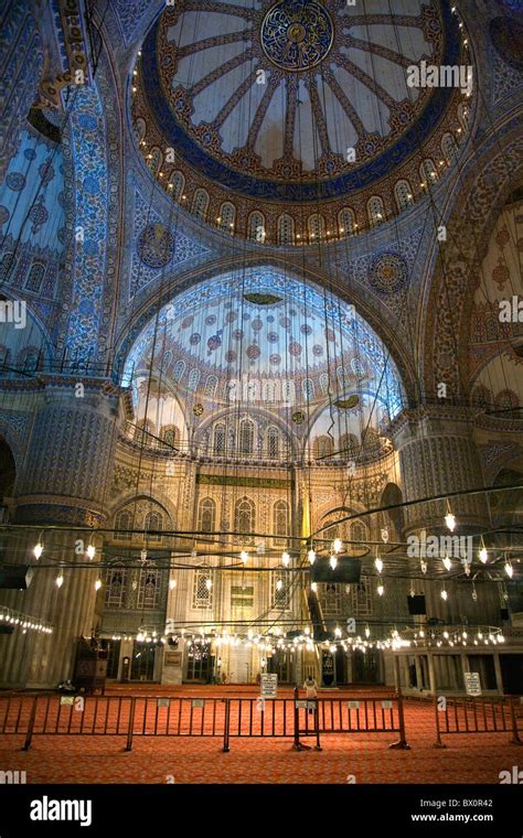 Blue Mosque or Sultan Ahmed Mosque. Interior view. Istanbul, Turkey ...