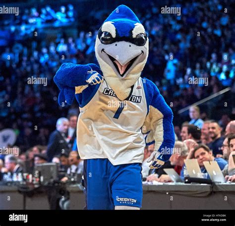 New York, New York, USA. 11th Mar, 2017. Creighton Bluejay mascot gets ...