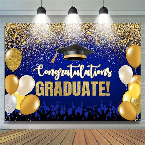 Gold Balloons Glitter Congratulations Grad Backdrop in 2023 | Graduation backdrop, Backdrops for ...