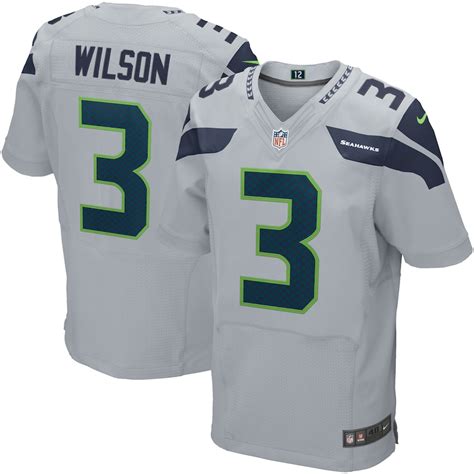 Mens Seattle Seahawks Russell Wilson Nike Gray Elite Jersey