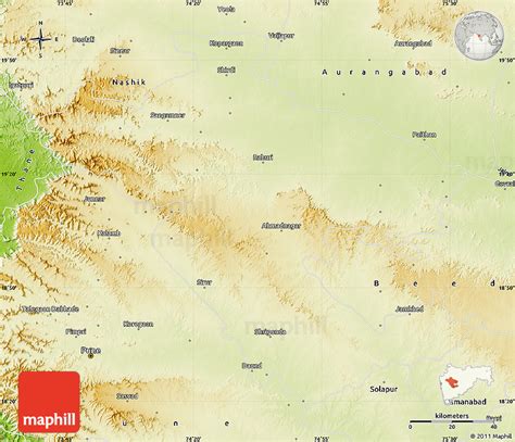 Physical Map of Ahmadnagar