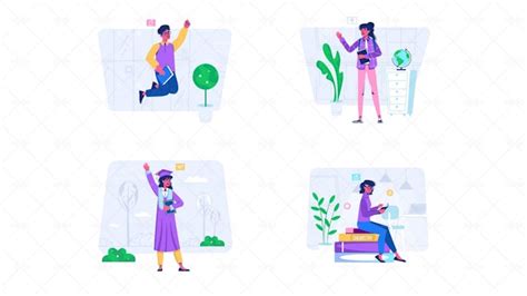 Education Character Illustrations - Graphics | Motion Array