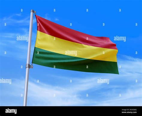 Beautiful Bolivia flag waving in the wind with sky background - 3D illustration - 3D render ...