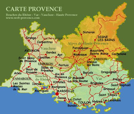 lavender fields of Provence departments cities France map carte ...