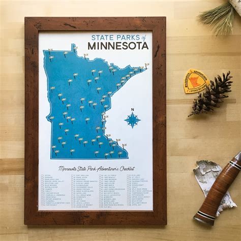 Minnesota State Parks Map & Checklist 11x17 - Etsy