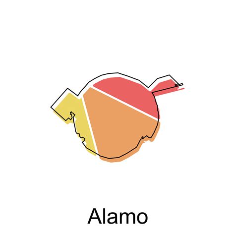 Simple Map of Alamo, colorful modern geometric with outline illustration design template ...