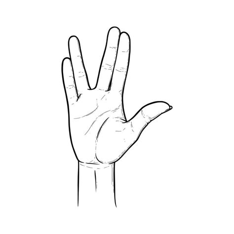 Vulcan greeting and salute gesture. Live long and prosper hand sign. Vector illustration ...