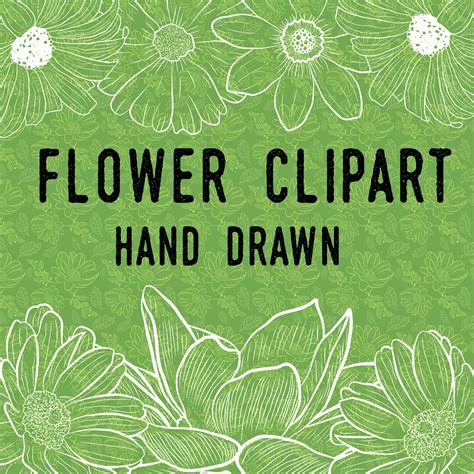 VRDesign - Flower clipart, clip art hand drawn, Vector...