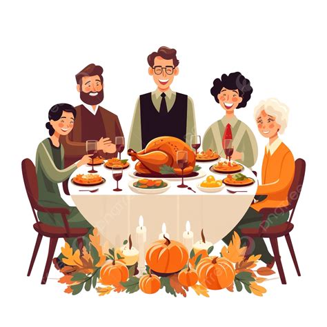 Thanksgiving Dinner Table Semi Flat Color Vector Characters, Family Character, Family Cartoon ...