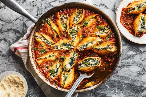 Vegetarian Skillet Stuffed Shells Recipe | Epicurious