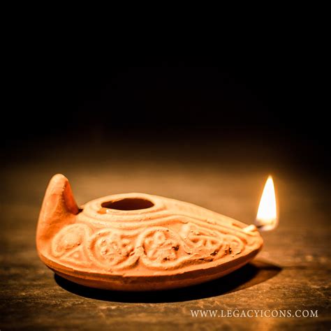 Reproduction Biblical Clay Oil Lamp. This is an authentic, hand-crafted reproduction of the oil ...