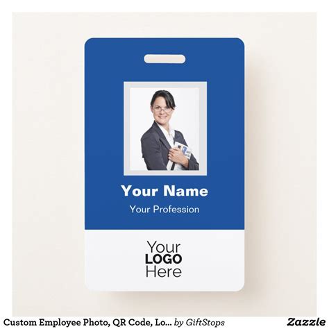 Custom Employee Photo, QR Code, Logo, Name Badge Name Badges, Id Badge, Qr Code, Employee ...