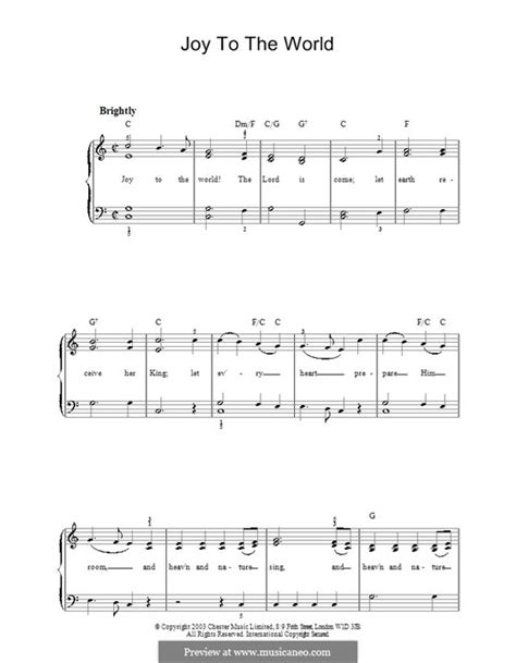 Joy to the World, for Piano by G.F. Händel - sheet music on MusicaNeo