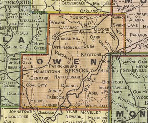 Owen County, Indiana, 1908 Map, Spencer