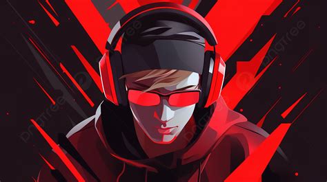 The Artwork Of A Guy With Headphones And Red Red Background, Youtube ...