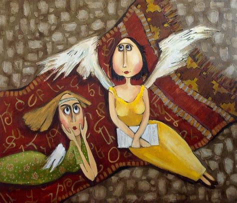 Two angels. Original one-of-a-kind oil painting .Ready to