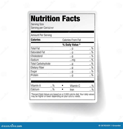 Nutrition Facts Food Label Stock Vector - Image: 38782439