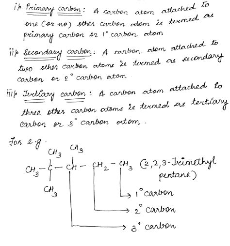 What is the meaning of primary, secondary and tertiary carbon atom?