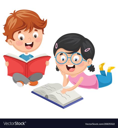 Kids reading book Royalty Free Vector Image - VectorStock