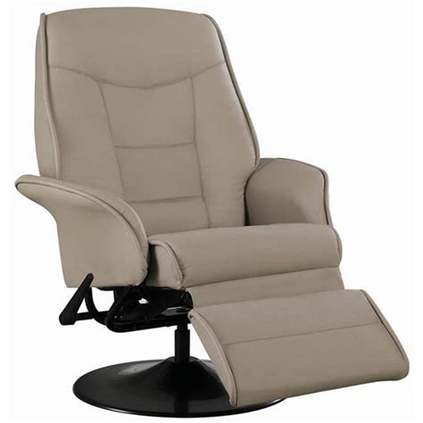 Furniture Leatherette Swivel Recliner Chair in Bone Finish - 7502