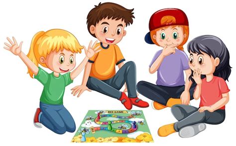 Free Vector | A children playing board game on white background