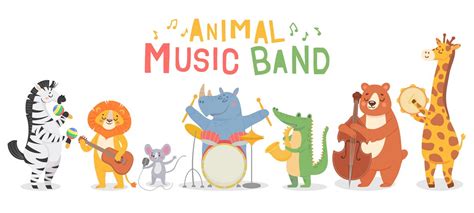 Animal musicians characters. Funny animals play musical instruments, m By Tartila | TheHungryJPEG