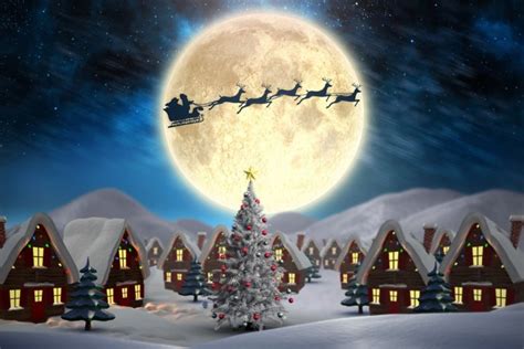 Santa & Reindeer Christmas Village Wallpaper Wall Mural