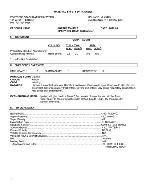 (PDF) MATERIAL SAFETY DATA SHEET - Fortec Stabilization · material ...